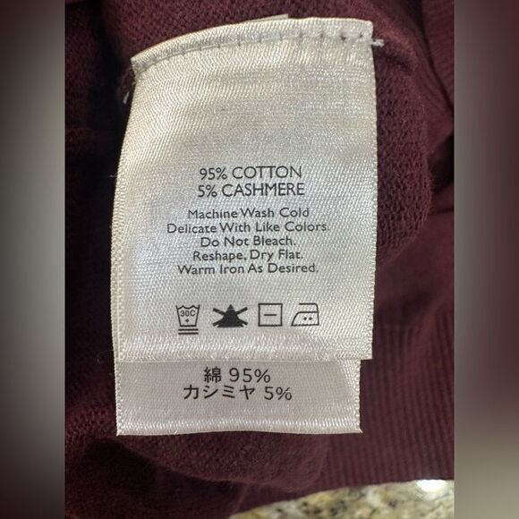 Eddie Bauer Men’s XL TALL Cotton Cashmere V Neck Maroon Long Sleeve Sweater EUC - Picture 9 of 11